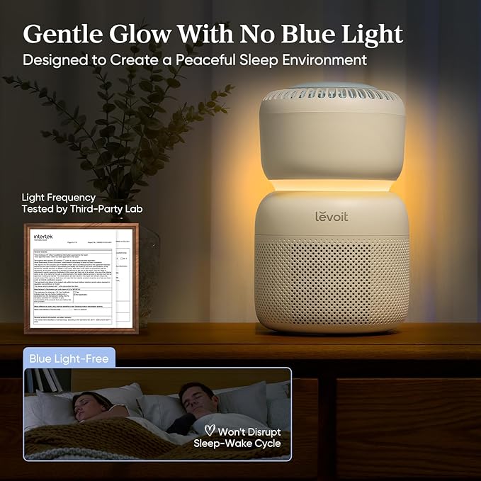 LEVOIT Air Purifier for Baby with White Noise Sound Machine and Blue-Light-Free Night Light in Bedroom, HEPA Filter Removes Ultrafine Particle, AHAM VERIFIDE, 5 Air Quality Monitor, Smart WiFi, Sprout