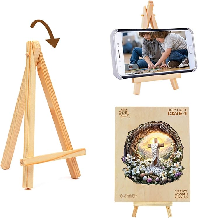 KAAYEE Wooden Puzzles for Adults, 3D Vision Effect Holy Light Cross Wooden Jigsaw Puzzle Unique Shape Wood Puzzle Adult, 3D Effect Flat Puzzle Birthday Family Game (S-8.5 * 8.4 in-100pcs)