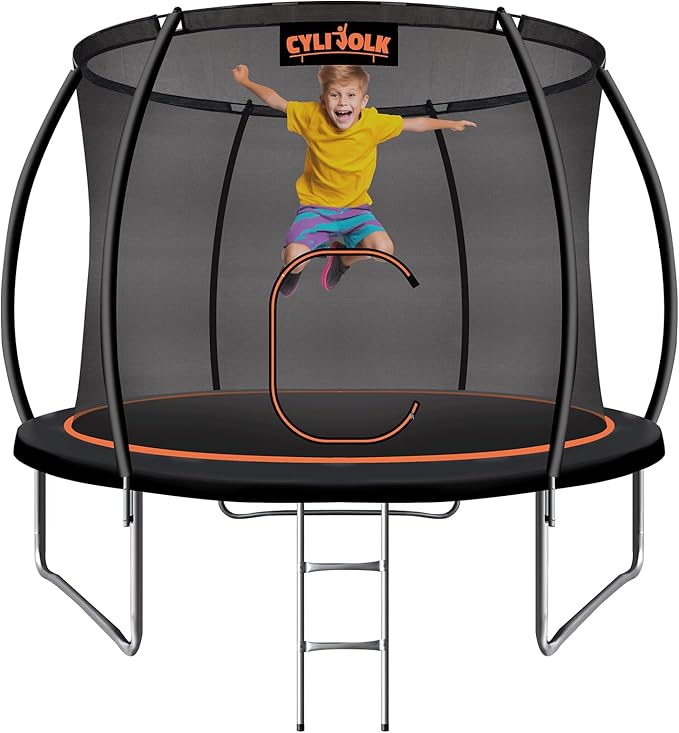 Trampoline for Kids, Heavy Duty Recreational Trampolines Toddler Trampoline with Enclosure Net Ladder Indoor Outdoor Trampoline CPC Approved
