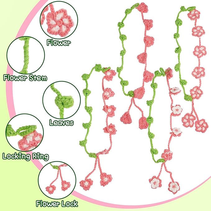 WaldyWop Crochet Kit for Beginners: 4 Flower Bracelets Knitting Kits for Adults Women w/Easy Yarn & Step-by-Step Video Tutorials - Wobbles Crochet Starter Kit for Kids Girls, Birthday Gift for Mom Kid