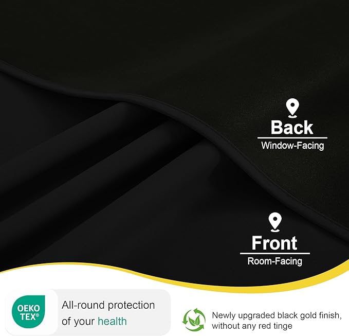 NICETOWN 100% Blackout Curtains for Bedroom, Room Darkening Plylux Black Curtains 84 Inch Long Thermal Insulated Grommet Window Drapes for Living Room, 52" W x 84" L, 2 Panels