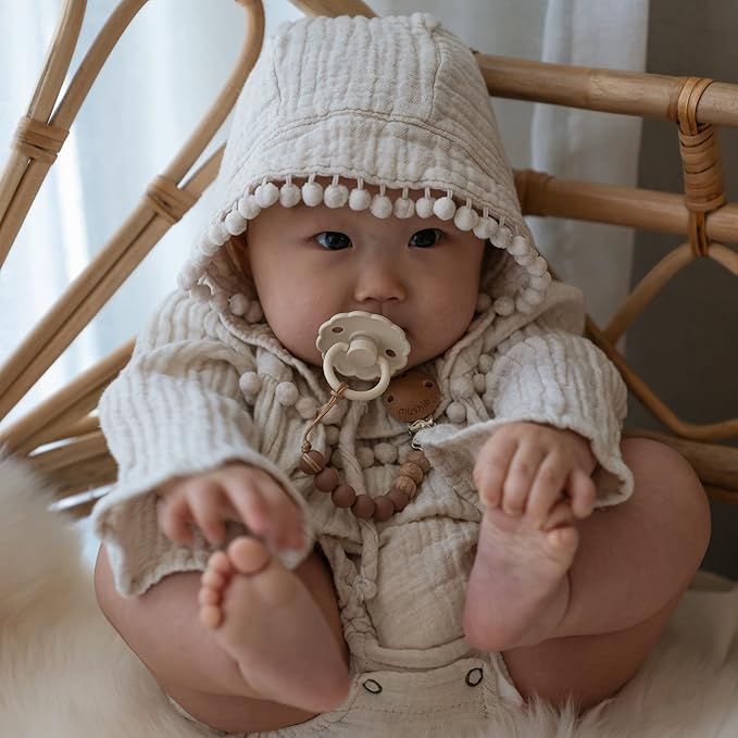 FRIGG Daisy SilkySoft Silicone Baby Pacifier | Made in Denmark | BPA-Free (Aurora/Bright White, 6-18 Months)