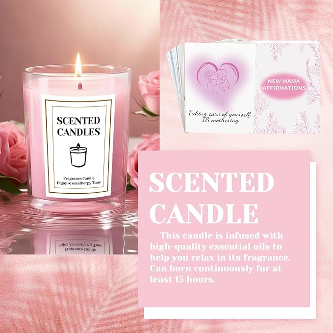 New Mom Gifts, 6 Pcs New Mom Care Package After Baby, Postpartum Gifts for Mama, Pregnancy Gift for Expecting Mother, First Time Mothers Day Gift for New Moms with 16 Oz Glass Cup, Eye Mask