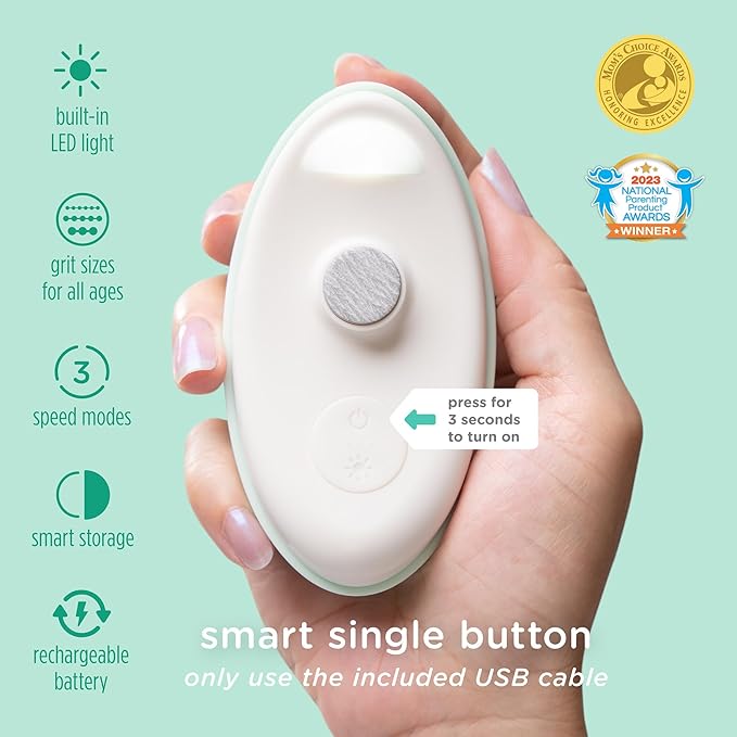 Olababy Rechargeable Electric Baby Nail Trimmer | Newborn Nail Clipper | Electronic File for Babies | Infant/Toddler Nail Grooming Kit | Portable Manicure Essentials | LED Light Fingernail Cutter Set