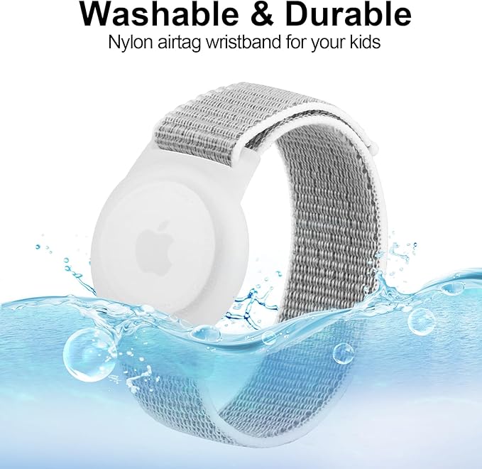 Kids Wristband Protective Case Compatible with Apple AirTag, Adjustable Nylon Bracelet for Air Tag GPS Tracker Holder with Anti Lost Watchband for Toddler Child Kids (Grey)
