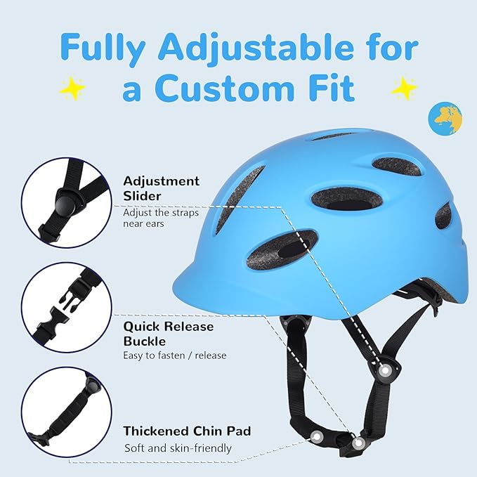 Kids/Youth Bike Helmet for Boys Girls and Teens, Adjustable and Multi-Sport for Bicycle, Kick Scooter, Skateboard, Roller/Inline Skate