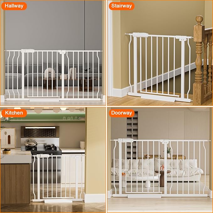 Extra Wide Baby Gate for Doorways Stairs Living Room Pressure Monuted Walk Through Safety Gate for Kids or Pets Dogs 62 Inch to 67 Inch Wide with Extensions