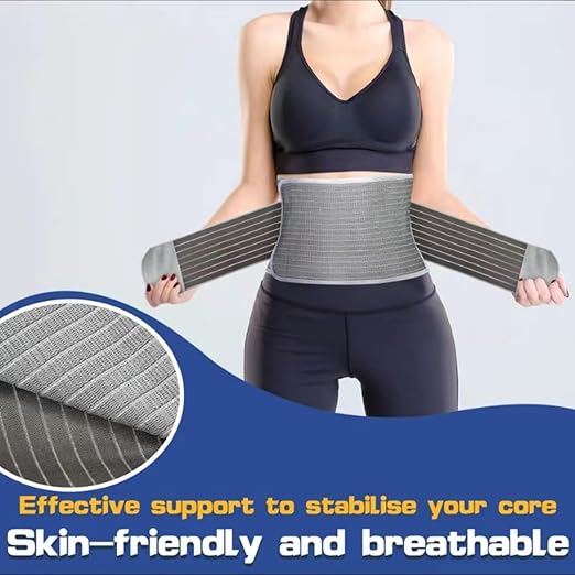 Postpartum Belly Band Wrap Back Support Natural Delivery Control Shapewear Binder Support Belt Girdle Women Tummy Control Waist Recovery Bamboo Charcoal Fiber (S Grey)