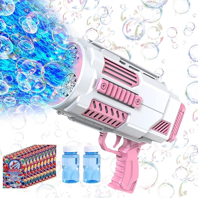Bubble Machine Automatic Bubble Gun, Summer Beach Bubbles Blower Outdoor Kids Toys for Boy Girl Age 3 4 5 6 7 8 9 10 11 12 Year Old, Birthday Wedding Party Halloween Favors(No Dip)