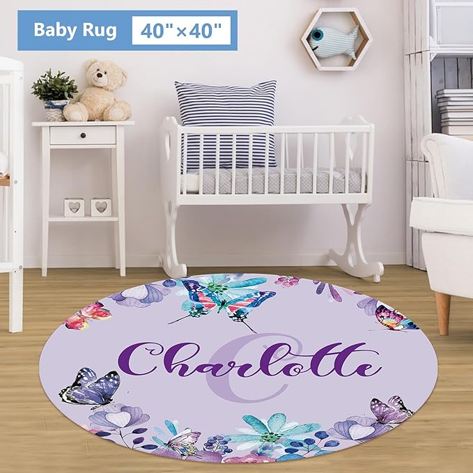 Personalized 5-Piece Crib Set, Custom Bedding With Name for Girls, Purple Butterfly Nursery Set, Gifts for Infants, Toddlers, New Parents