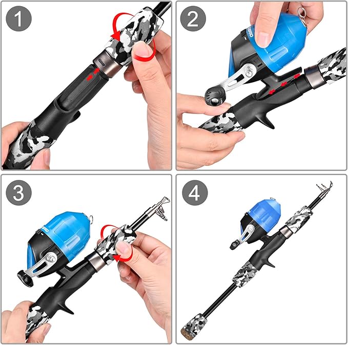 ODDSPRO Kids Fishing Pole Pink, Portable Telescopic Fishing Rod and Reel Combo Kit - with Spincast Fishing Reel Tackle Box for Girls, Youth