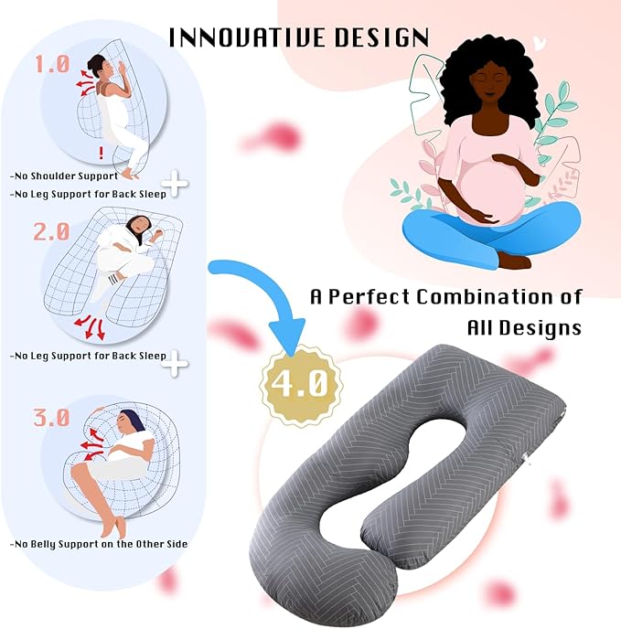 Pregnancy Pillow, Full Body Maternity Pillow 57 inch, with Removable Washable Cover - Sleep Support for Legs, Back, Neck, Shoulder, HIPS, Belly for Pregnent Women, 100% Cotton