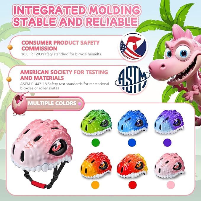 Toddler/Kids Bike Helmet Set for Boys Girls 3D Adjustable Kids Helmet Protective Gear Set Knee Elbow Wrist Pads and Multi-Sports Skateboard Scooter Cycling Roller Balance Bike