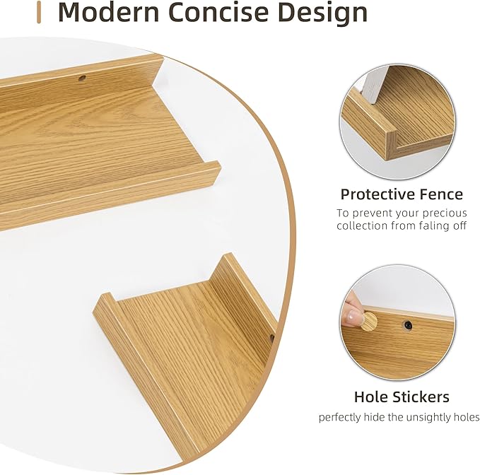 Picture Ledge Shelf, Wood Floating Shelves Set of 2, 36 inch Picture Ledge Shelves, Photo Ledge Nursery Book Shelves Wall Mounted for Living Room Kids' Room Bedroom, Color Oak