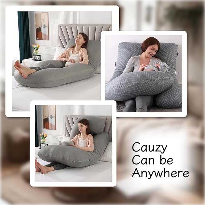 Pregnancy Pillow, Full Body Maternity Pillow 57 inch, with Removable Washable Cover - Sleep Support for Legs, Back, Neck, Shoulder, HIPS, Belly for Pregnent Women, 100% Cotton