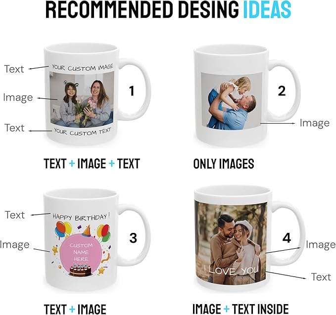 Personalized Coffee Mug – Custom Photo, Text, or Logo Ceramic Mug Tea Cup | Taza Personalizada with Picture or Message | Customized Gift Idea for Men & Women, Mom, Dad, Friends - White/Red | 15oz