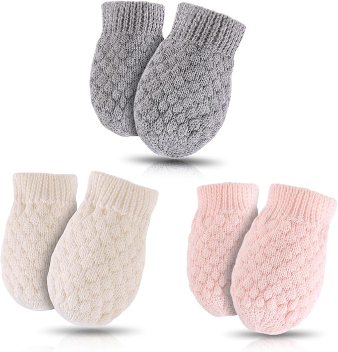 Baby Knit Mittens Toddler Boys Girls Gloves Winter Infant Newborn No Scratch Mitten 0-3 Years