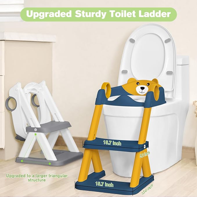 Toilet Seat, Potty Training Seat for Toddler, Upgraded 2-in-1 Potty Toilet Training for Boys and Girls,Waterproof Cushioned Mat with Non-slip Step Stool