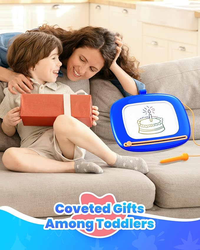 Toddlers Toys Ages 1-3, Magnetic Drawing Board, Doodle Board Pad Learning and Educational Toys for 18 Months Baby,1-3 Yr Kids Birthday Gifts - Dark Blue