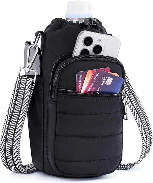 Water Bottle Bag 40 oz Crossbody Holder for Walking Hiking Insulated Carrier Purse with Adjustable Strap