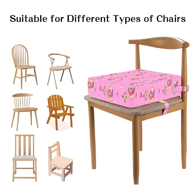 Toddler Booster Seat for Dining Table, Portable Kids Booster with Adjustable Safety Buckles, Non-Slip Bottom, Travel Cushion