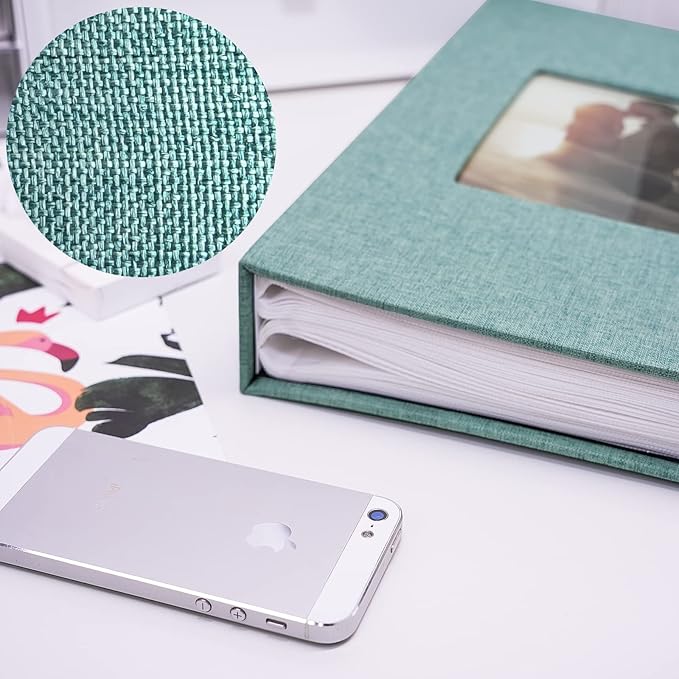 Vienrose Linen Photo Album 420 Pockets for 4x6 Photos Fabric Cover Photo Books Slip-in Picture Albums for Wedding Baby Vacation