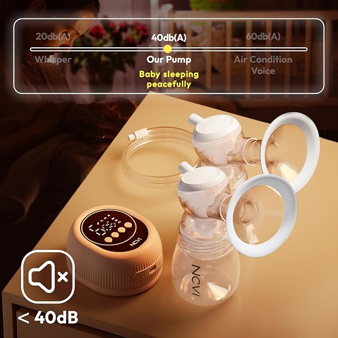 NCVI 8128 Electric Double Breast Pump Breastfeeding with 4 Modes 9 Levels, Rechargeable Pump Machine Strong Suction for Bigger Breast with 21/24mm Flanges Parts, Anti-Backflow Non-Spill and Low Noise
