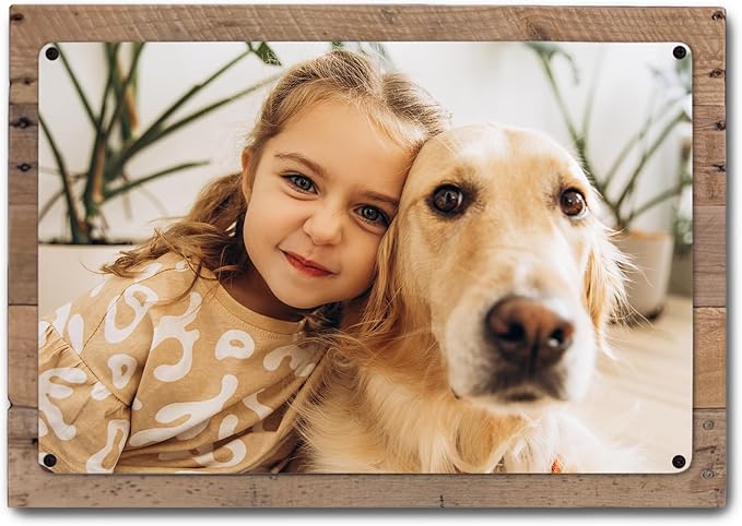 MUNDAZE Custom Portrait Metal Print on Reclaimed Wood Pallet Frame – Personalized Family Photo Gift – Glossy Aluminum Wall Art Keepsake – Made and Shipped in USA (18 x12)