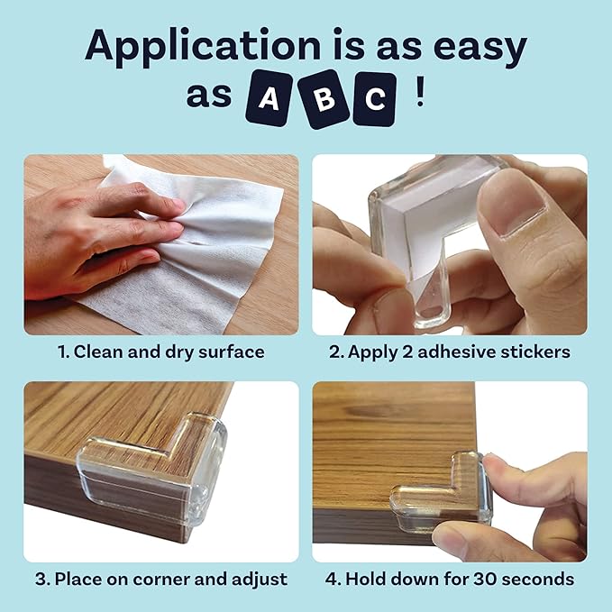 CalMyotis Corner Protector for Baby, Protectors Guards - Furniture Corner Guard & Edge Safety Bumpers - Baby Proof Bumper & Cushion to Cover Sharp Furniture & Table Edges - Clear, Transparent,18 Pack