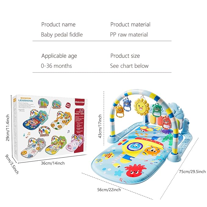 Alive Lovely Baby Gyms Play Mats, Musical Activity Center Baby Piano Gym Mat, Music and Lights Tummy Time Padded Mat for Newborn 0 to 3 6 9 12 Months