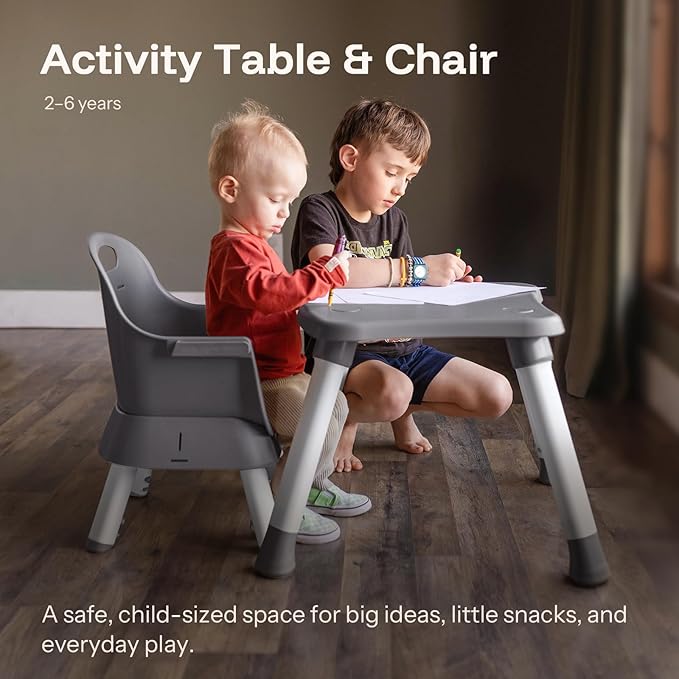 HARPPA 6 in 1 Baby High Chair, Convertible Infant Feeding Chair for Babies & Toddlers Table, Dining Booster Seat with Removable Tray, Grey