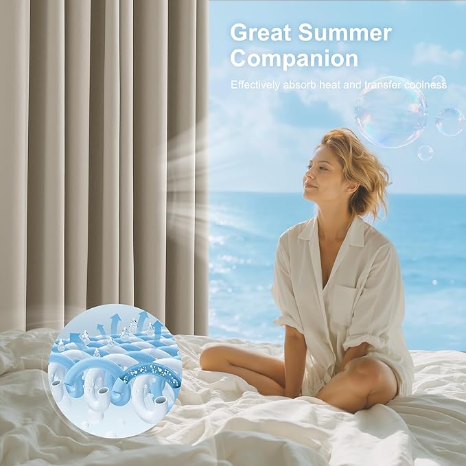 NICETOWN 100% Blackout Curtains 52 x 84 inches Long, Farmhouse Curtains Set of 2 Panels Thermal Insulated Privacy Window Curtains for Bedroom Living Room