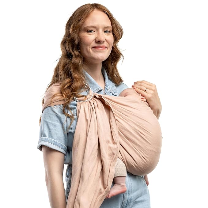Boba Ring Sling Baby Carrier Newborn to Toddler - Lightweight & Breathable Baby Sling, Hip-Healthy Carrier Sling, Baby Wrap Carrier for Front & Hip Carry, 8-35 lbs (Linen Peony)