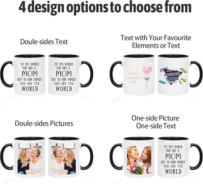 Personalized photo Mug Custom Mug Design Your Own Style with Words Picture, 11oz Multiple Colors Personalized Gifts Custom Cups for Birthday Anniversary Christmas, Party Favors Mug Wholesale