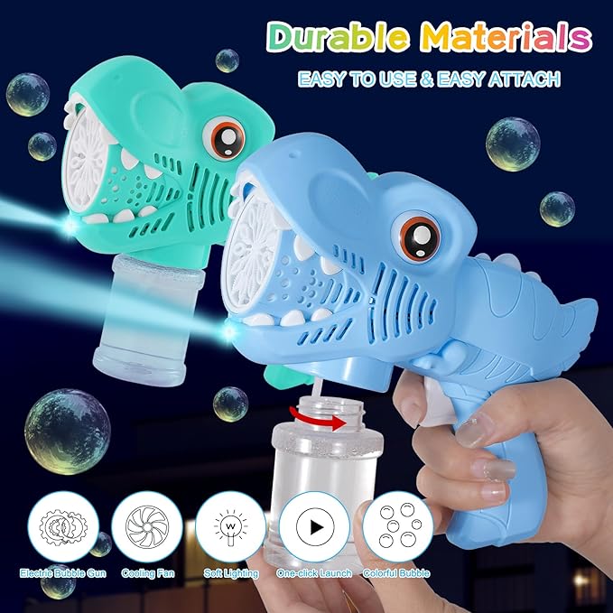 Onory 2 Pack Bubble Gun Machine for Kids, Bubble Gun with Bubble Solutions for Boys Girls, Bubble Blaster for Summer Toy, Party Favors, Outdoor & Indoor Activity, Birthday Gift, Bubble Blower
