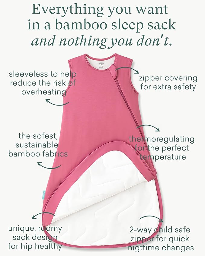 Supersoft Sleep Sack 1.0 TOG, Premium Bamboo Viscose Baby Sleeping Bag 2-Way Zipper Sleep Sack Baby Wearable Blanket