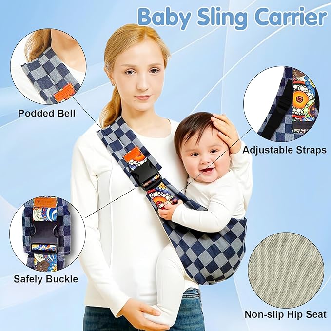 Baby Sling Carrier 2025 Baby Carrier Newborn to Toddler Sling Lightweight Baby Carrier Sling with Adjustable Straps Toddler Carrier Baby Wrap Sling for 10-30 lbs(Gray)