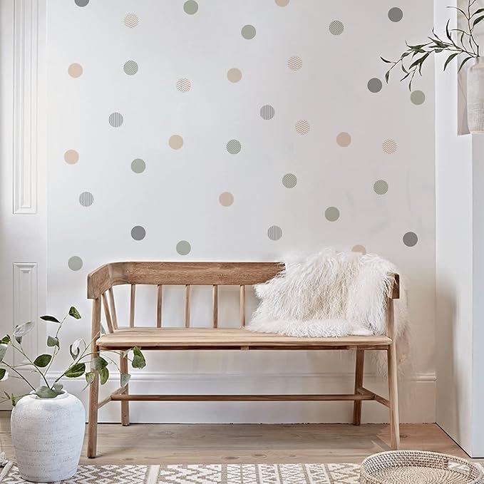 Boho Polka Dot Wall Decals 72 PCS, Removable Wall Decals Kids Room Decor Vinyl Murals DIY Cute Decorations (12 Sheets)