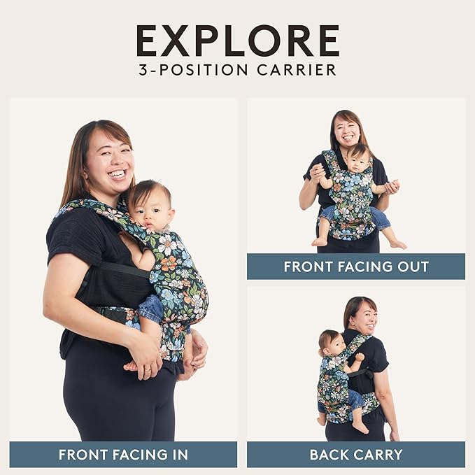 Baby Tula Explore Carriers - Breathable Baby Carrier Newborn to Toddler - Adjustable Toddler Carrier - Multiple Ergonomic Positions Front and Back - Ergonomic Fit for 7-45 lb - Linen, Ash