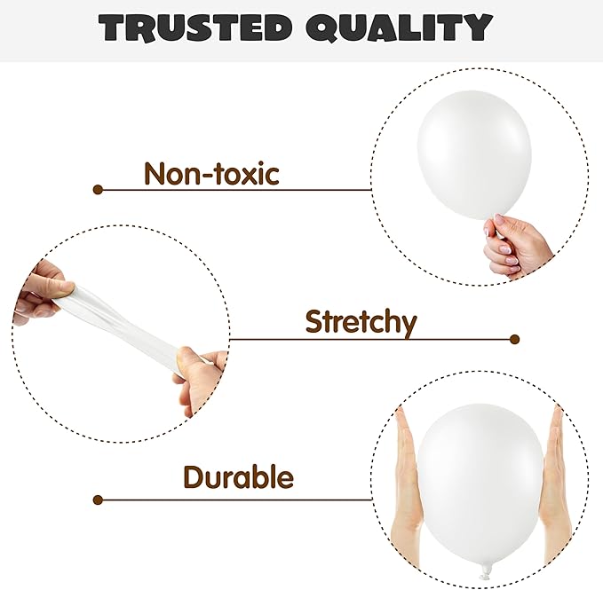 JOYIN 150 Pcs White Balloons, Different Sizes 18 12 10 5 Inch White Latex Balloon Arch Kit with Instruction for Birthday Decoration Party Graduation Wedding Holiday