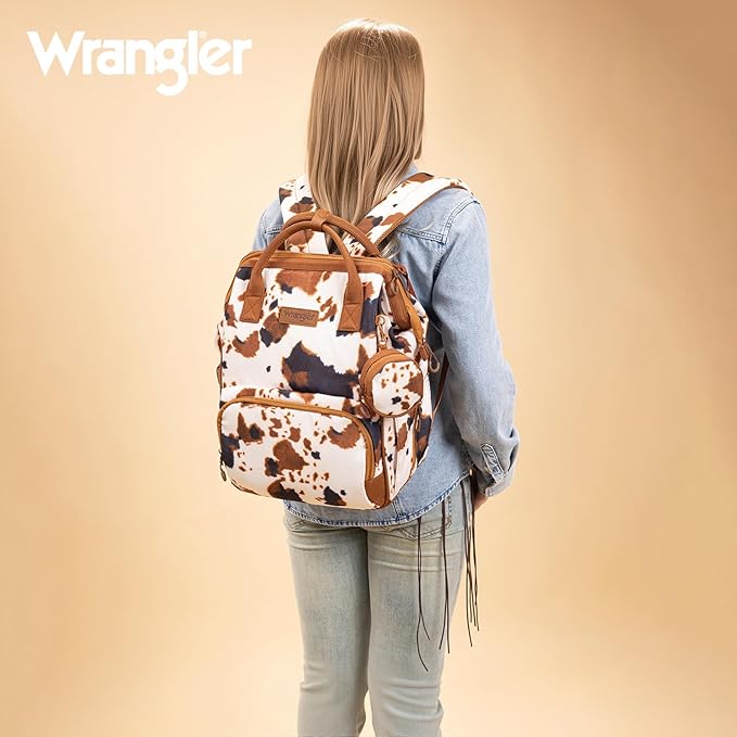 Wrangler Diaper Bag Backpacks Western Backpack Purses Multi-function Baby Bags for Mom with Waterproof Changing Pad & Pacifier Case