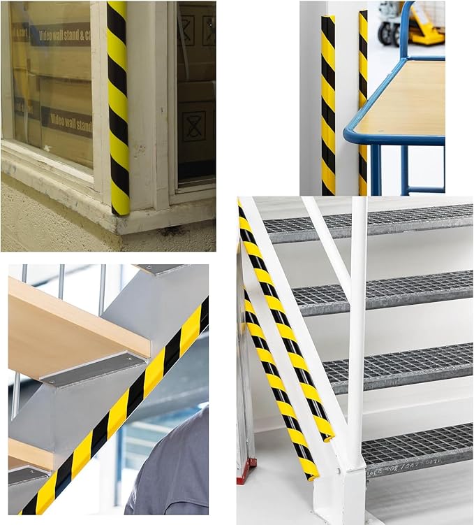 L-Shaped/Circular Edge Protector – 19" Durable Polyurethane Foam, High-Visibility Yellow/Black Stripes & Corner Safety Bumper for Impact Protection