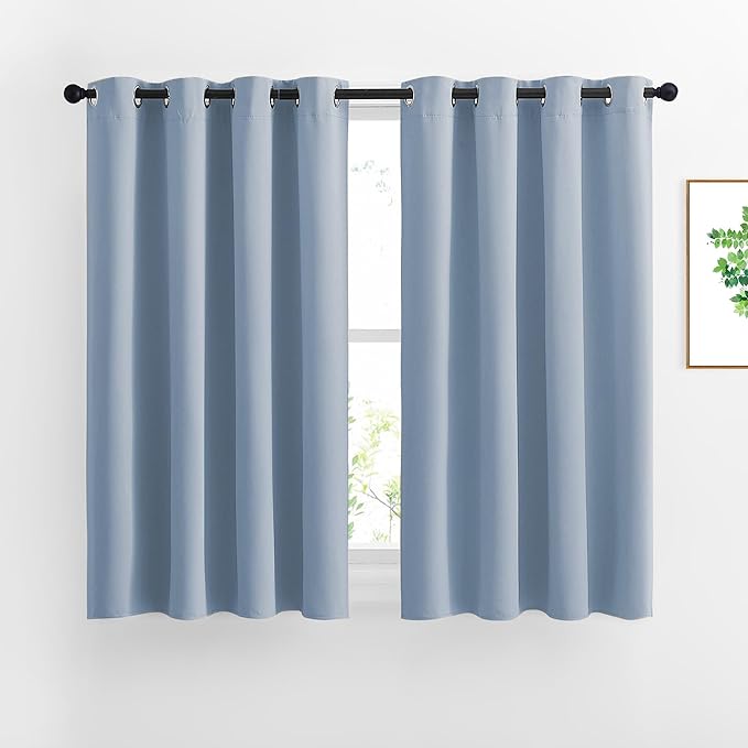 NICETOWN Bedroom Blackout Curtains Panels - Window Treatment Thermal Insulated Solid Grommet Blackout for Living Room (Set of 2 Panels, 52 by 54 Inch,Vintage Blue)