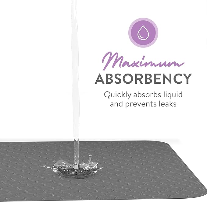 Inspire Underpads | Stain Hiding Gray Reusable Incontinence Bed Pads | Waterproof Mattress Pad | for Adults Babies and Dogs (34 X 36 - 2 Pack)