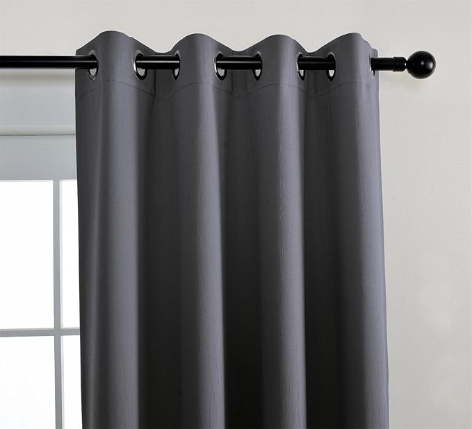 MIUCO Blackout Curtains Room Darkening Textured Grommet Window Curtains for Living Room 2 Panels 52x63 Inch Dark Grey