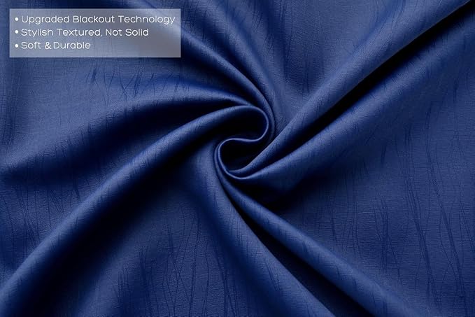 MIUCO Blackout Curtains Room Darkening Curtains Textured Grommet Curtains 2 Panels for Living Room 52x84 Inch Navy Blue