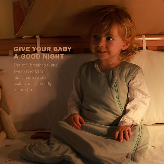 Mosebears Unisex Baby Sleep Sack 1.0 TOG, Supersoft Rayon Made from Bamboo Wearable Blanket with 2-Way Zipper(Sage,18-36 Months)