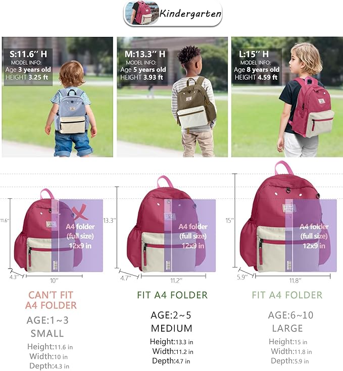 Toddler Backpack for Boys 2-5: Preschool Kindergarten 13" Daycare Backpacks Fit A4 Folder