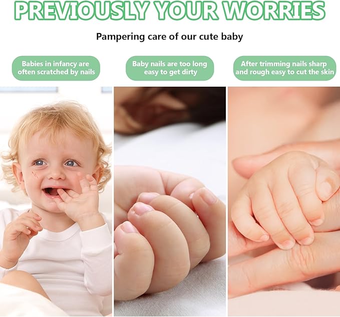 Baby Nail Trimmer Electric, 6 in 1 Baby Nail File Clippers Infant Grooming Kit Manicure Set for Toddler or Adults, Green