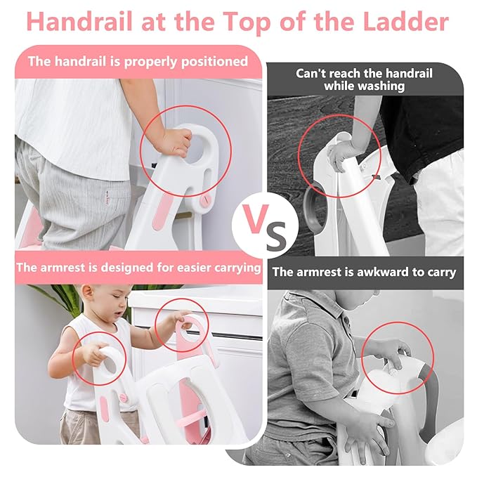 Potty Training Seat: 2 in 1 Design Potty Seat for Toilet & Nursery Step Stool for Sink Potty Training Toilet with Height Adjustable Ladder for Kids of All Ages (Light Pink)